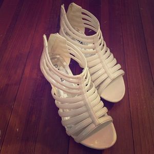 White strappy low heel shoes!!