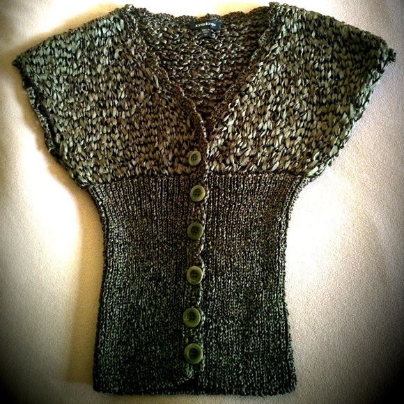 bebe Tops - Bebe dark green ribbon weave stretch top