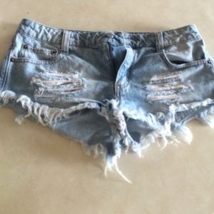Ripped jean shorts