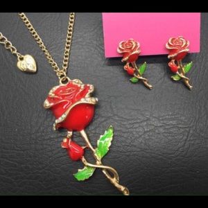 Rose Earrings and Necklace