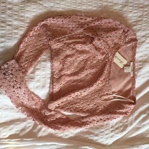 Pink lace crop top