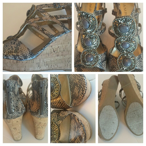@Bundled@ Snake Skin Wedges Sz:9M - Picture 3 of 4