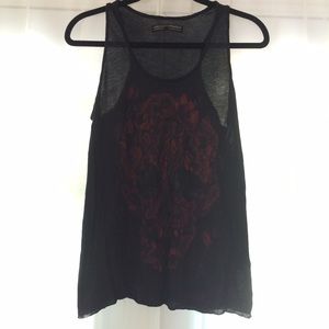 AllSaints Rose Skull Tank