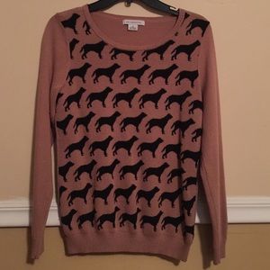 Brown sweater with black dogs