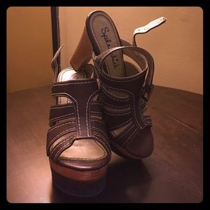 Brown platform sandals