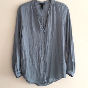 Teal Blouse with Light Square Polka Dots.