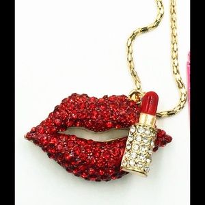 Red Lips with Lipstick Pendant