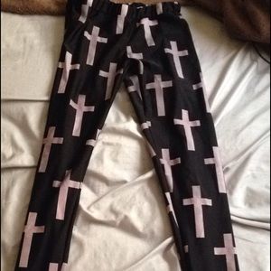 black leggings with crosses never worn