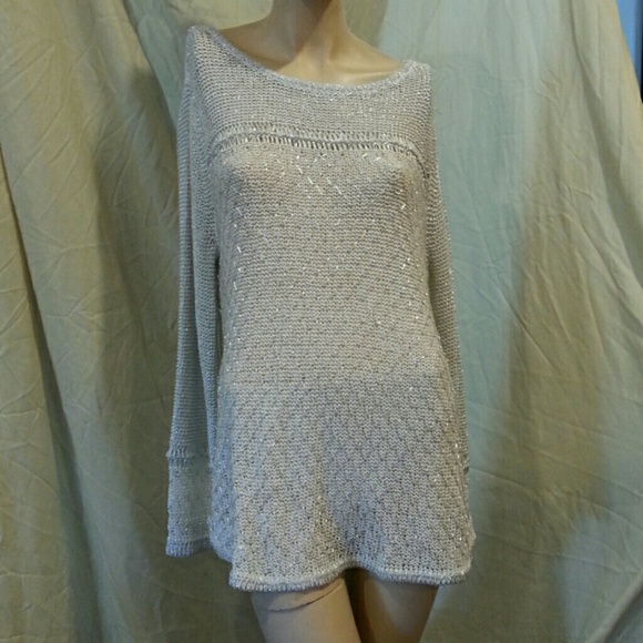 Press metallic mixed stitch sweater