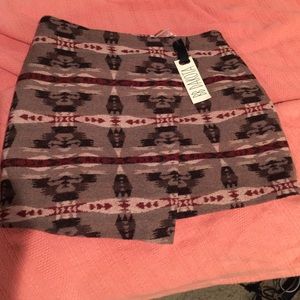 Fully Lined Aztec Print Wrap Skirt