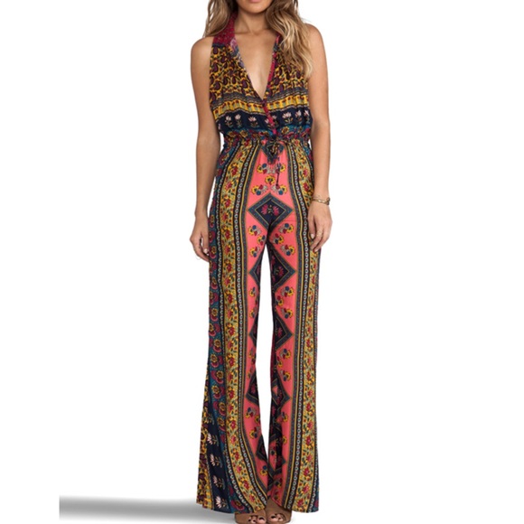 Novella Royale Tops - NOVELLA ROYALE Platform Holly Jumpsuit Red Ethnic