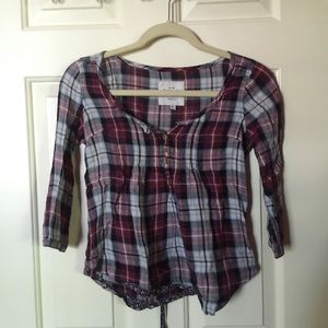 Maroon checkered blouse