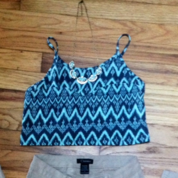 Blue & Grey Crop Top