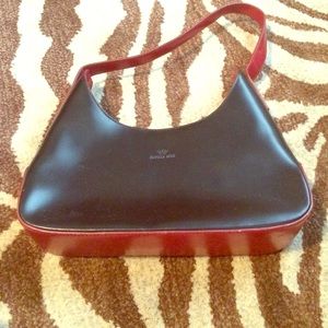 Black/red Italian leather handbag