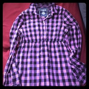 VS PiNK Studded Black&PiNK Ruffled Shirt Dress