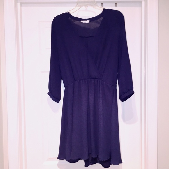 Lush Navy Blue Wrap Dress