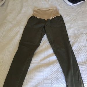 Olive green maternity skinny jeans