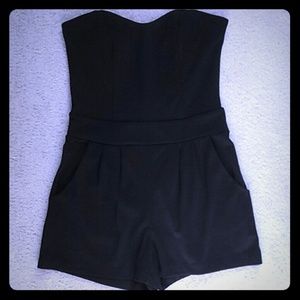 NEW Black Jersey Dressy Strapless Romper Sz S