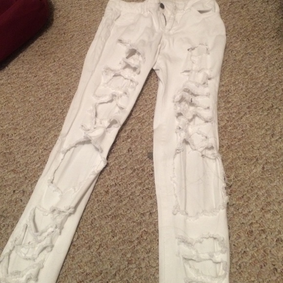White ripped denim