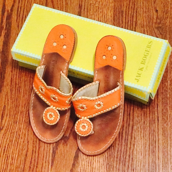 JACK ROGERS Sandals Orange & Gold leather 7.5
