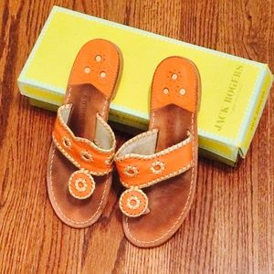 JACK ROGERS Sandals Orange & Gold leather 7.5