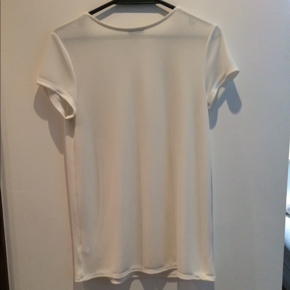 Express White Crew Neck with Zipper Detail - Picture 2 of 4