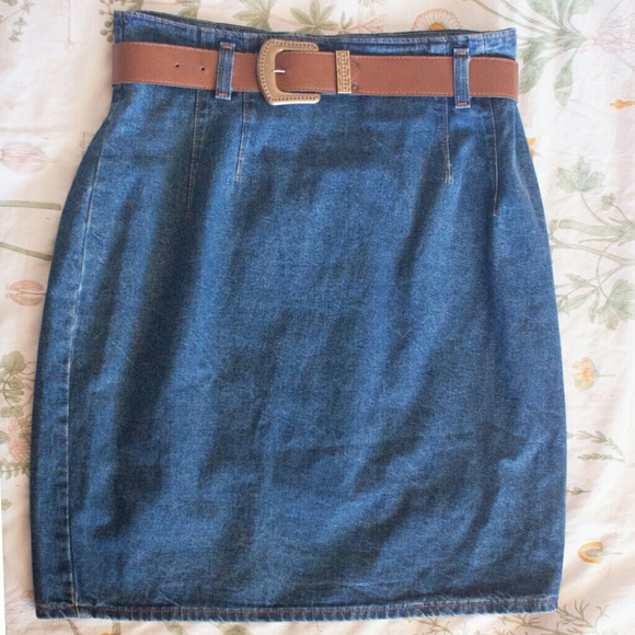 Vintage High Waisted Denim Pencil Skirt Size 12