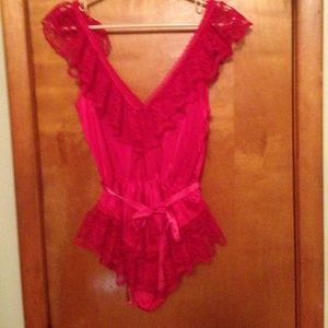 Teddy Lingerie Red with Lace M NWOT