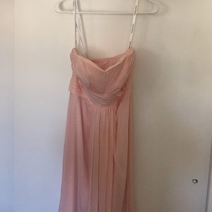 David's bridal long strapless chiffon dress