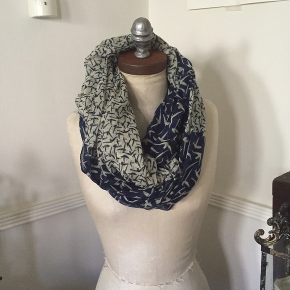 Blue and beige/nude infinity scarf - Picture 1 of 3