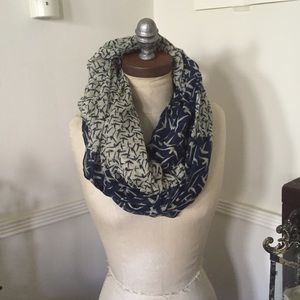 Blue and beige/nude infinity scarf