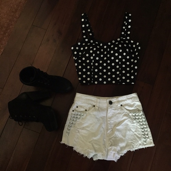 | New | polka dot bustier crop top