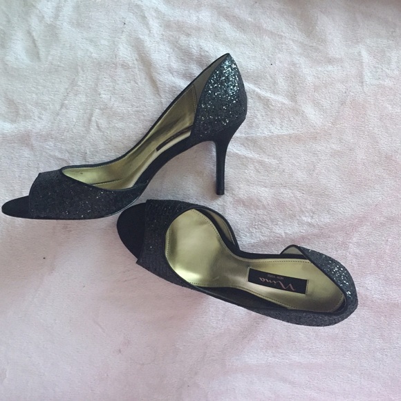 Nina Shoes - Black Glitter Nina d'Orsay Pumps