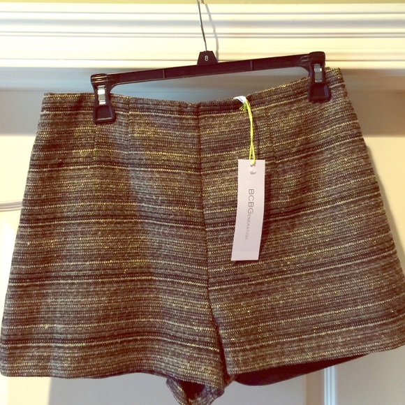 Gold And Black flat front shorts