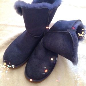 Blue Perforated Bailey Ugg Boots