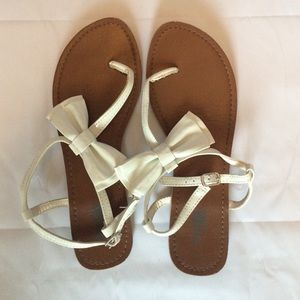 White Bow Sandals