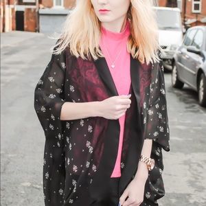 H&M Black and Purple Oversized Kimono