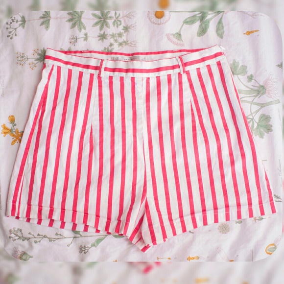 Zara Trafaluc High Waisted Candy Stripe Shorts L