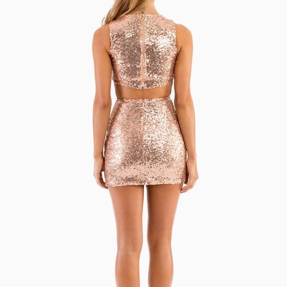 Gold Sequin Cutout Dress - Picture 2 of 3
