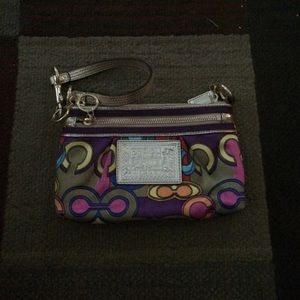 Colorful poppy coach wristlet