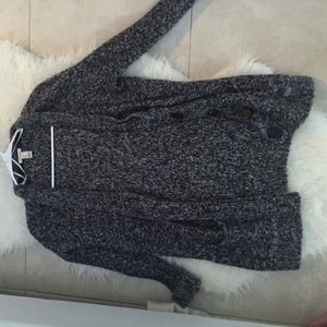 oversized grey knit cardigan
