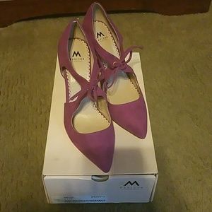 Magenta lace up heels