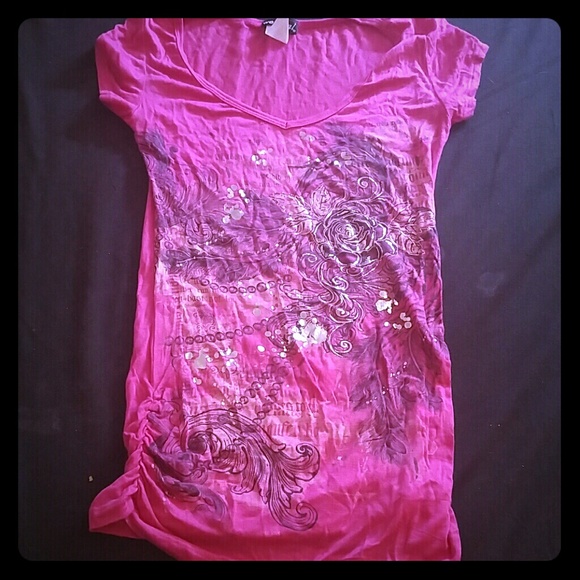 Hot pink with silver designs