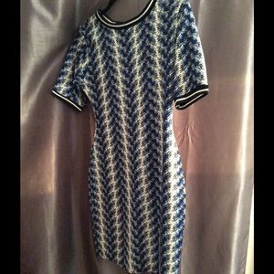 Misguided  blue print fitted dress
