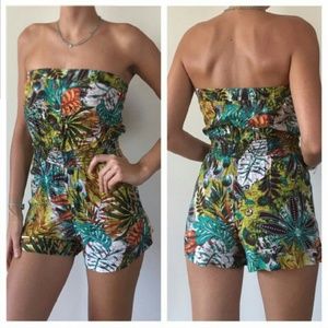 NEW Jungle Palm Print Strapless Romper Sz XS & S