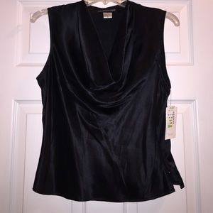 TRANSITIONS...Black 100% Silk Blouse.