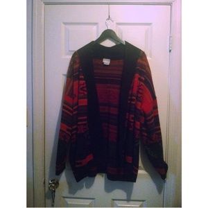 Over sized printed cardigan sweater