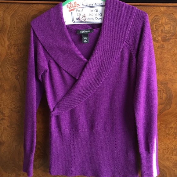 WHBM Faux Wrap Cotton Cashmere Sweater