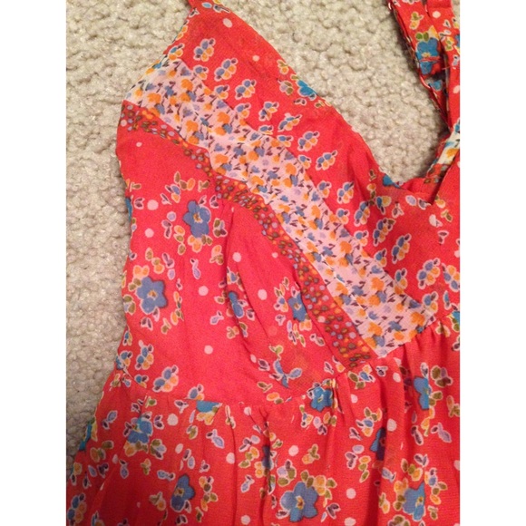 Orange Floral Dress - Picture 2 of 4