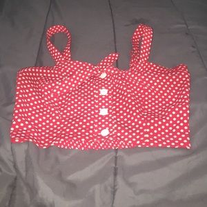Cropped polka dot button up